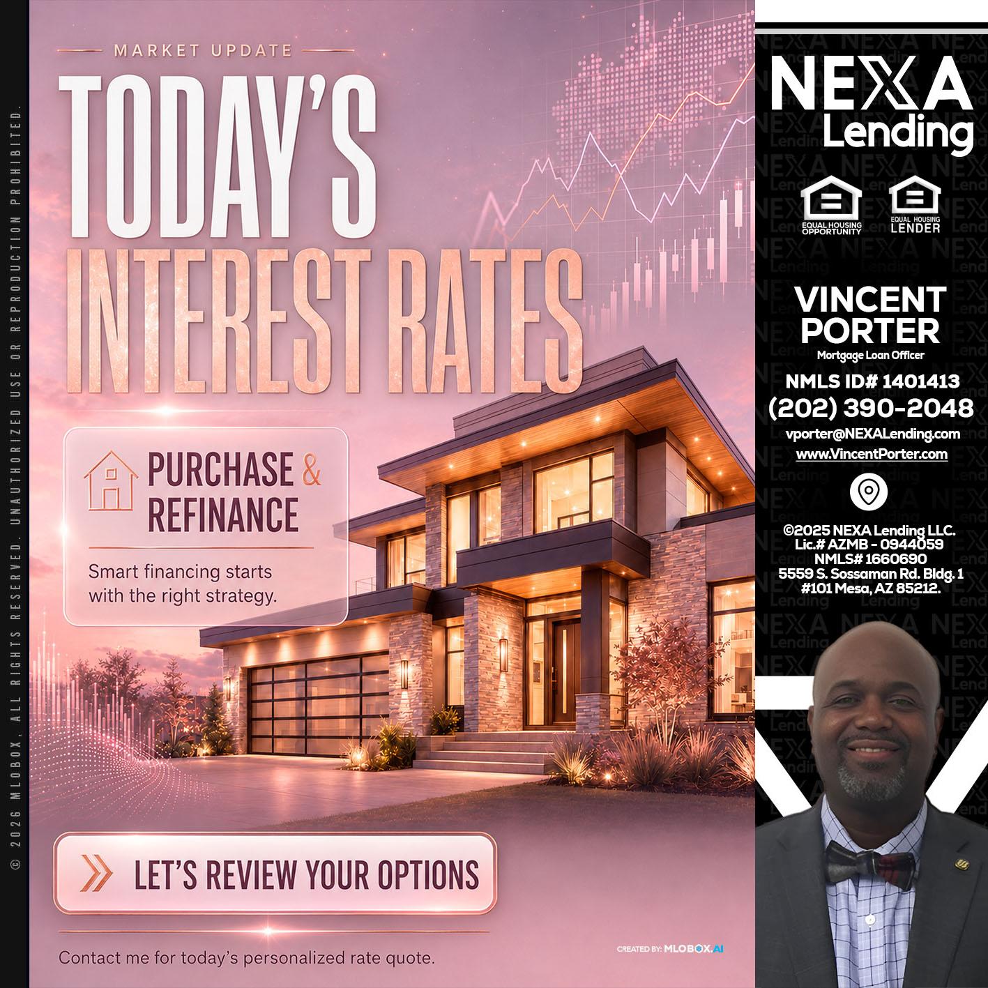 todays interest rates - Vincent Porter -Mortgage Loan Officer